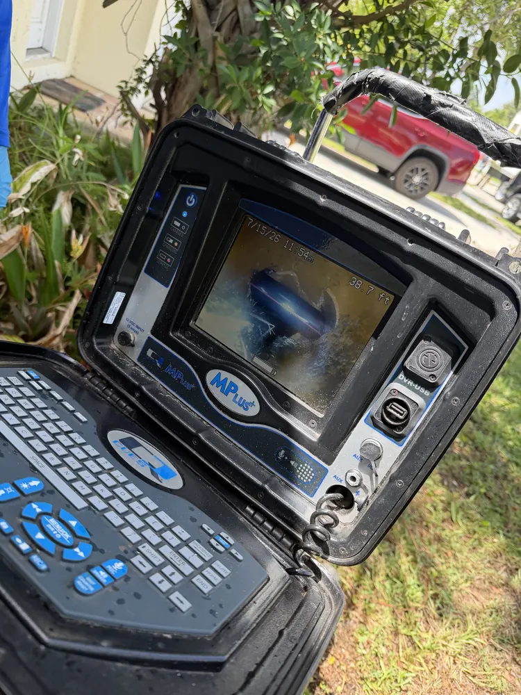 Running a sewer camera to locate a problem